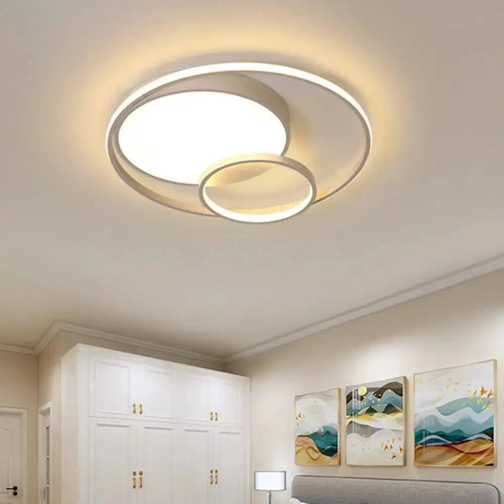 3-Rings LED Flush Mount Ceiling Light 3-Color Dimming Round Chandelier Modern 55W Dimmable Lamp Living Room Kitchen Lights from PriceLows™