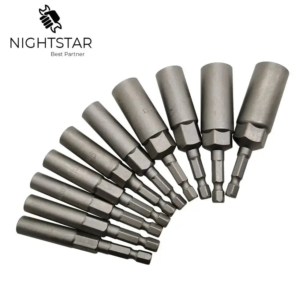 10Pcs 80mm Length Impact 1/4" Hex Shank Metric Wrench Socket Bit 5.5-14mm Electric Power No Magnetic Screwdriver Nut Driver Set from PriceLows™