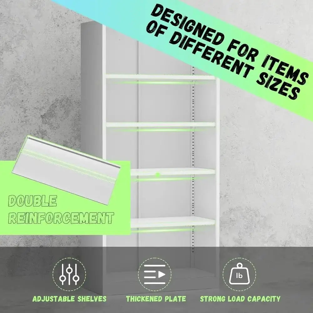 72 Inch Lockable Metal Storage Cabinet with Adjustable Shelves for Home, Office, Garage, and Pantry - White Narrow Size from PriceLows™
