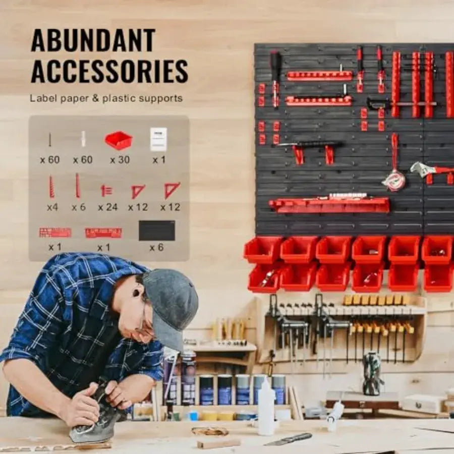 Wall Mounted Storage Rack System, with Wall Panels/Tool Holders/Hooks, Garage Plastic Shop Tool Organizer for Nuts, Bolts, Scre from PriceLows™