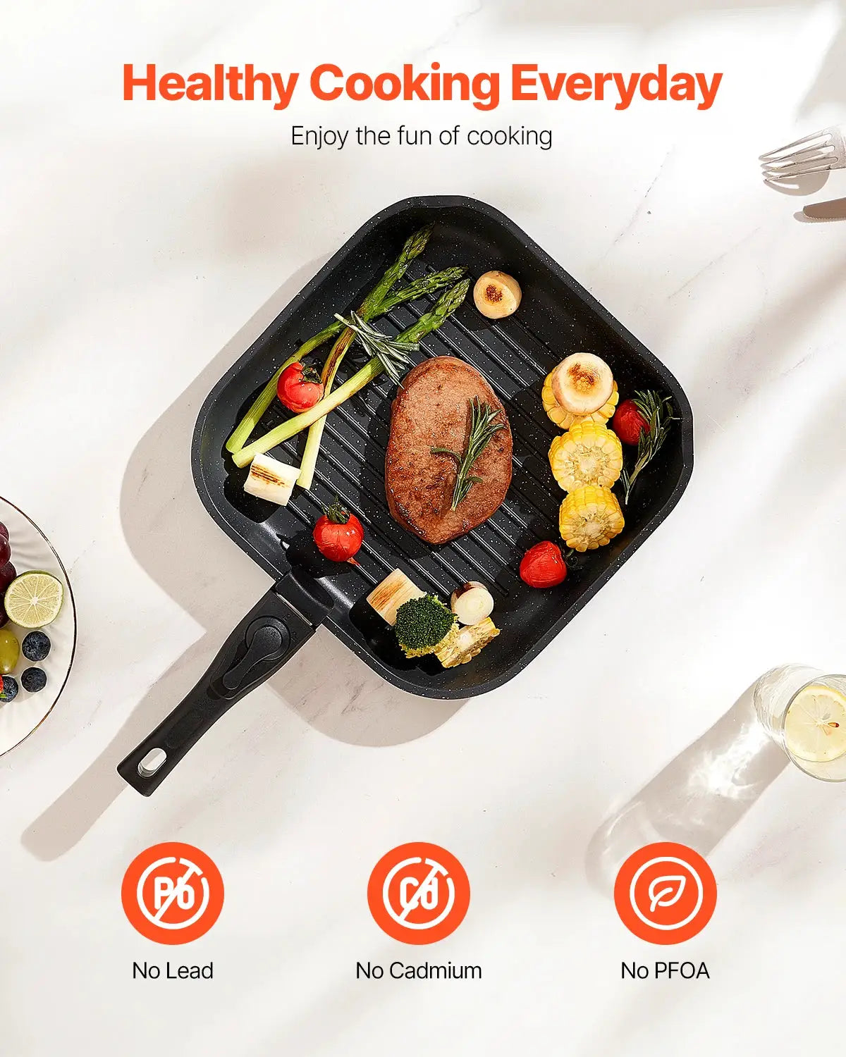SucceBuy 17 Pcs Nonstick Cookware Set Granite Pots and Pans Set Induction Cookwares Kitchen Cooking Set w/Frying Sauce Saute Pan from PriceLows™