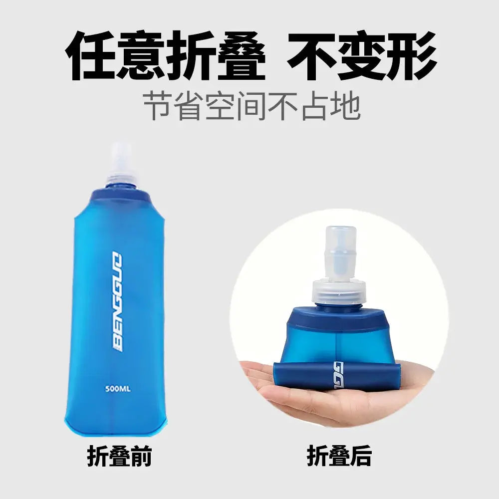 Collapsible Soft Water Bottle 500ml BPA Free Silicone Sports Flask with Push-Pull Cap for Running Cycling Hiking from PriceLows™