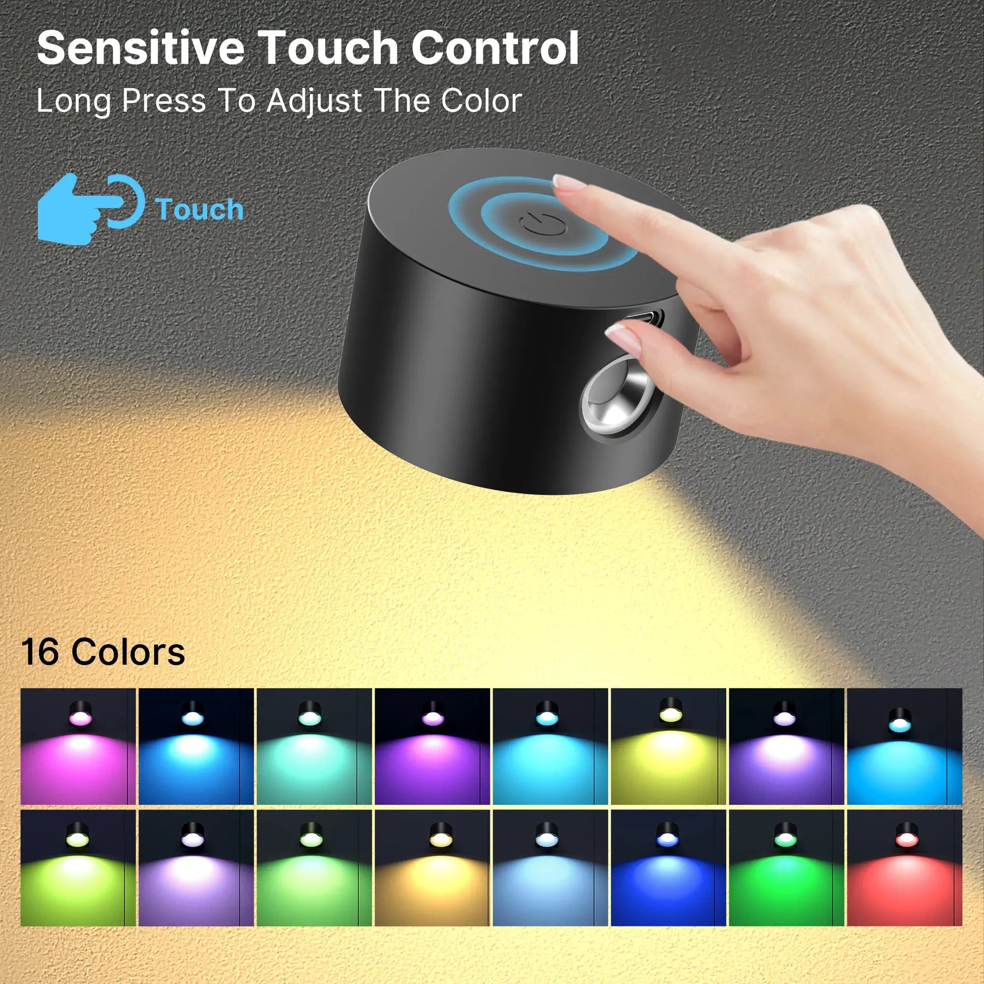 RGB Ambience Wall Lights with Remote, 2000mAh Rechargeable Dimmable Magnetic 360° Rotation Cordless LED Lamp for Living Room from PriceLows™