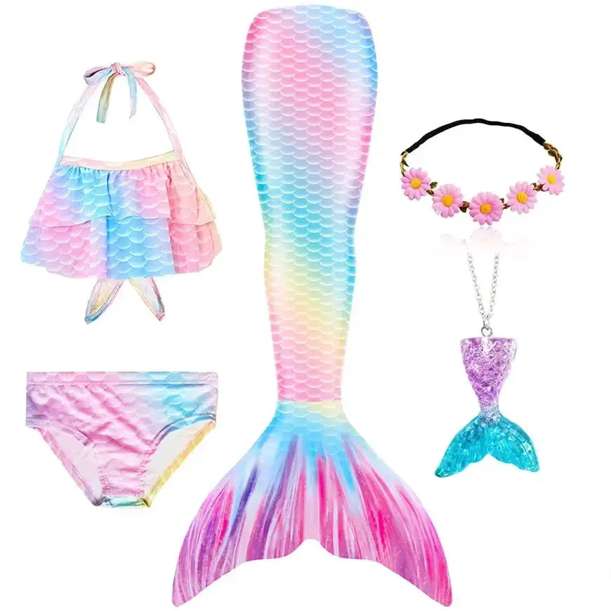Girls Swimming Mermaid Tail Mermaid Costume Dress Cosplay Christmas Birthday Gift Swimsuit Can Add Monofin Fin Halloween Costume from PriceLows™
