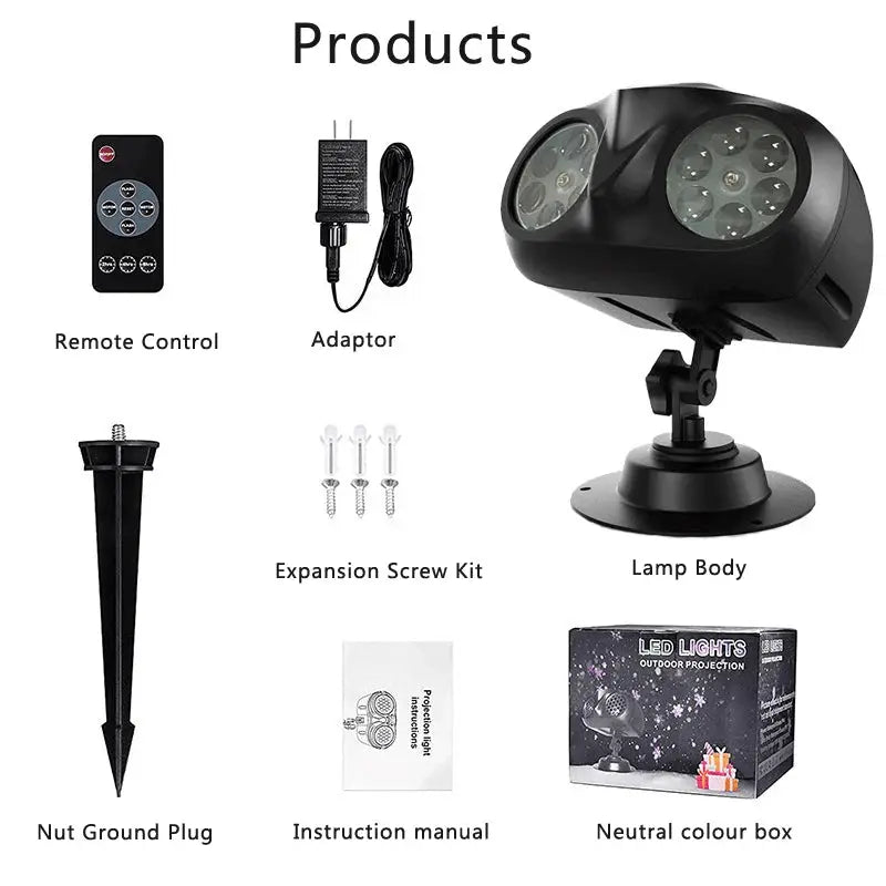 LED Snowflake Projector Light | 360 Beam Angle | Outdoor Waterproof