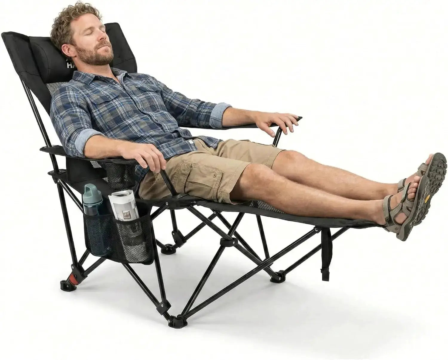Reclining Camping Chair with Footrest, Ultra-Lightweight 8 lbs, 4-Position Adjustable, Portable Folding Lounge Chair for Outdoor from PriceLows™