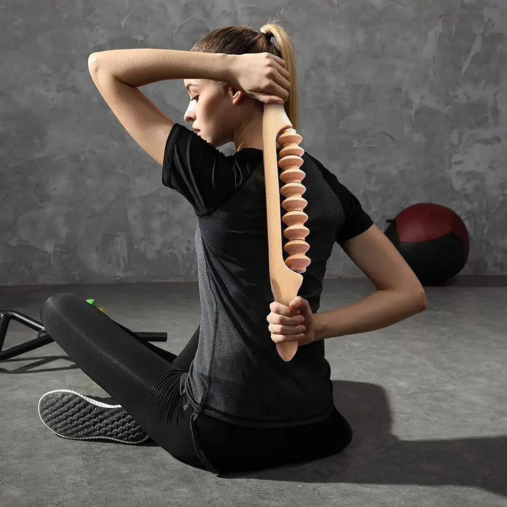 Wooden Gua Sha Tool | Natural Beech Wood | Soft Tissue Massage Stick for Back And Shoulder Pain