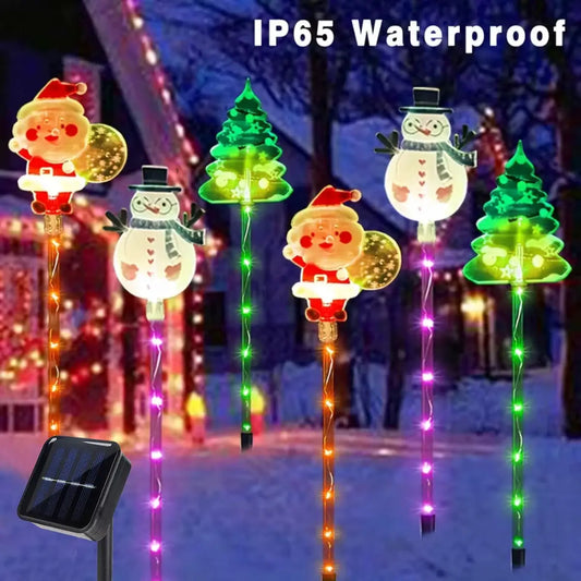 Solar Lawn Lights | Santa Tree Elk Designs | Solar Powered | Set of 6