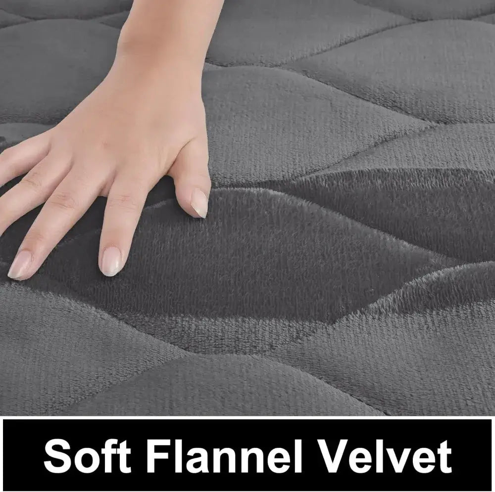 Super Soft Non-Slip Bath Mat Set of 3 - Water Absorbent, Washable Ogee Design, Dark Grey from PriceLows™