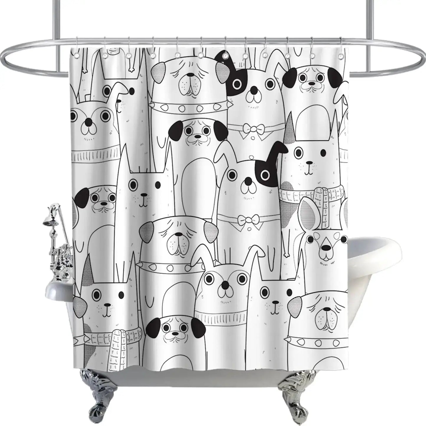 Raining Cats and Dogs Shower Curtain Funny Cartoon Cute Animal Hilarious Pets Playing Water Polyester Waterproof Bathroom Panels from PriceLows™