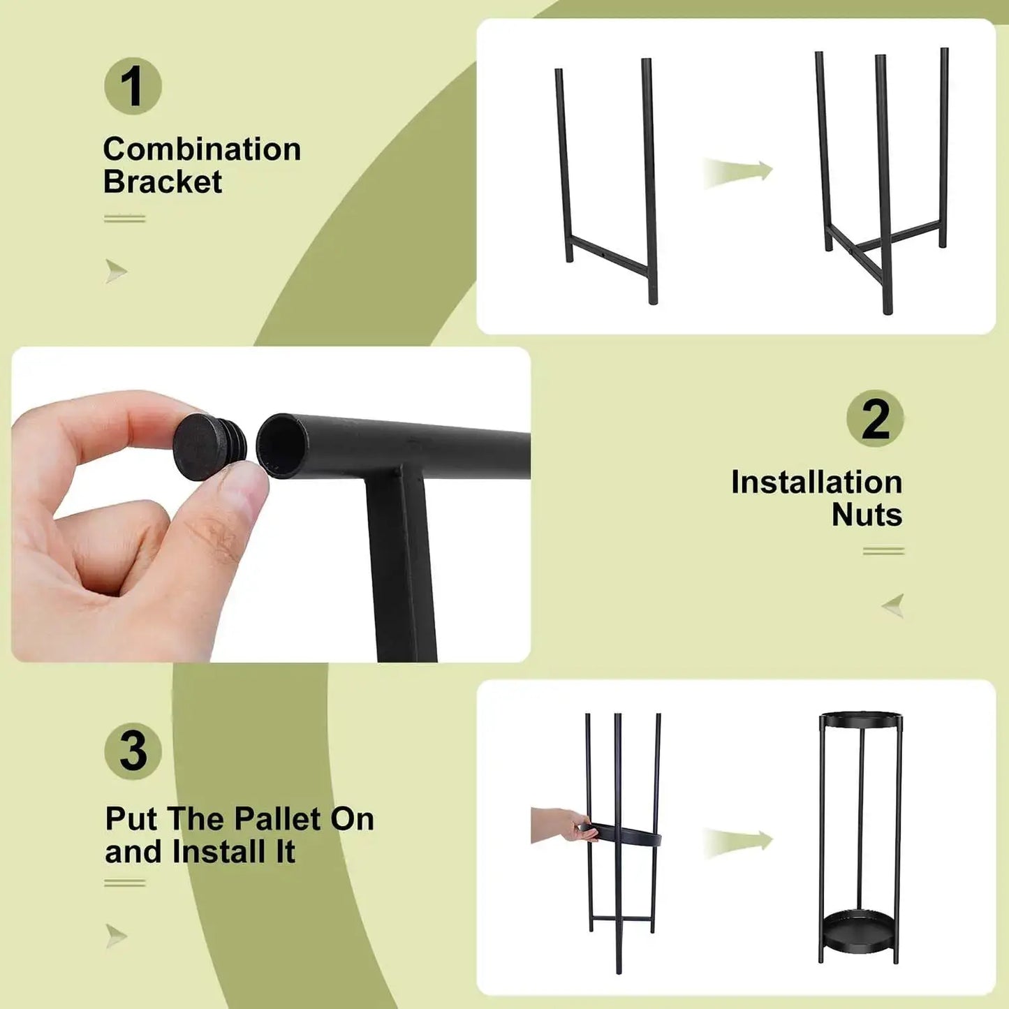 2 Tier 24" Tall Plant Stand Indoor Outdoor, Heavy Duty Metal, Rustproof Iron, Black, for Patio Garden Balcony from PriceLows™
