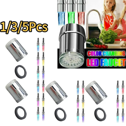 1/3/5PCS LED Light 7 Color Change Faucet For Kitchen Bathroom Glow Water Saving Faucet Aerator Tap Nozzle Shower Accessories from PriceLows™