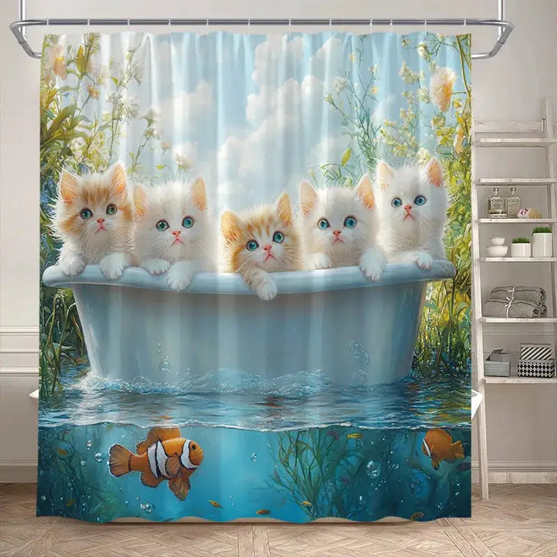 Funny Bathing Dogs Shower Curtain Bathtub Wash Your Paws Cute Pet Cartoon Animals Bath Curtains Fabric Bathroom Decor with Hooks from PriceLows™