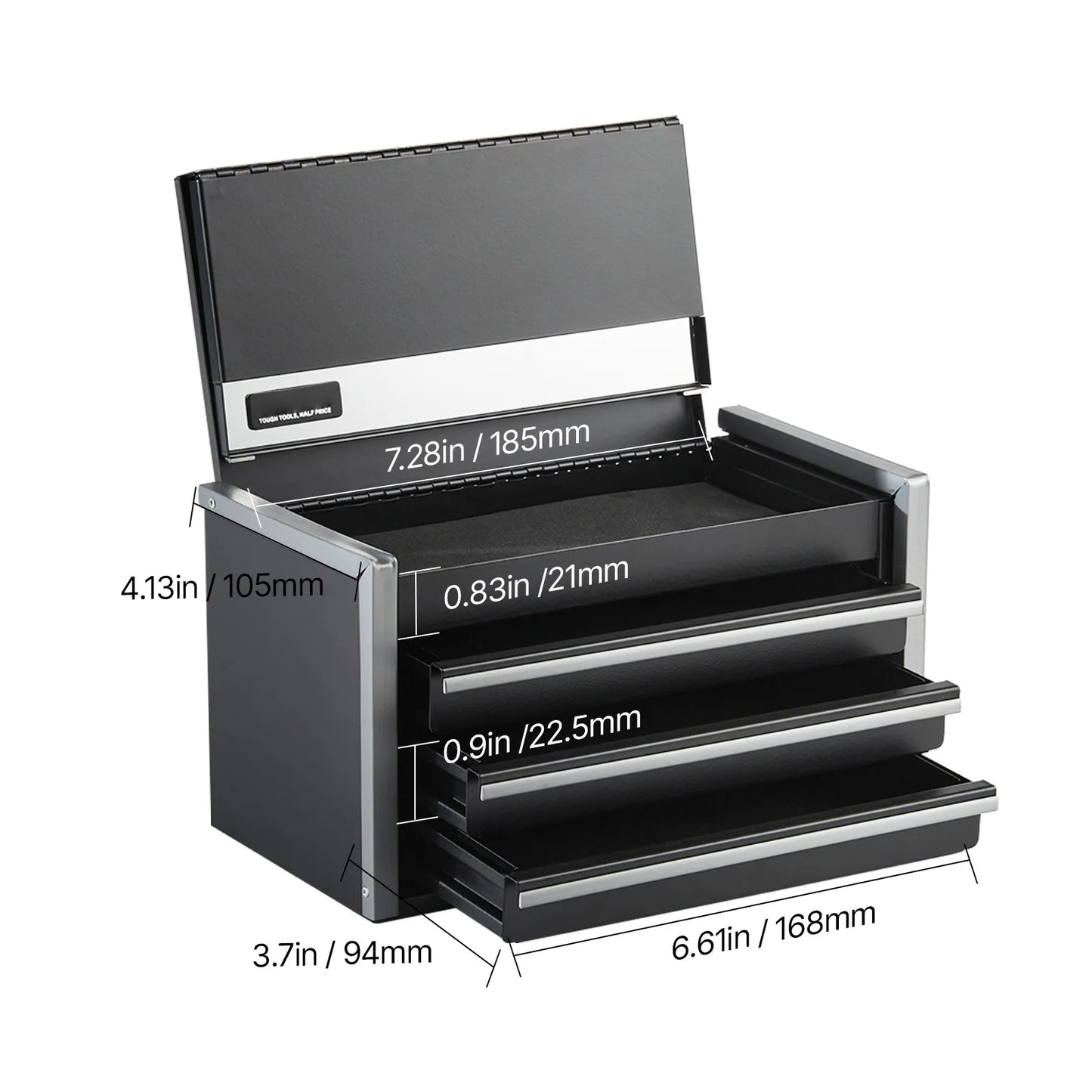 SucceBuy 8.6in 3 Drawers Metal Tool Box Portable Tools Chest with Feet Pads & Ball Bearing Powder Coated Tool Storage for Garage from PriceLows™