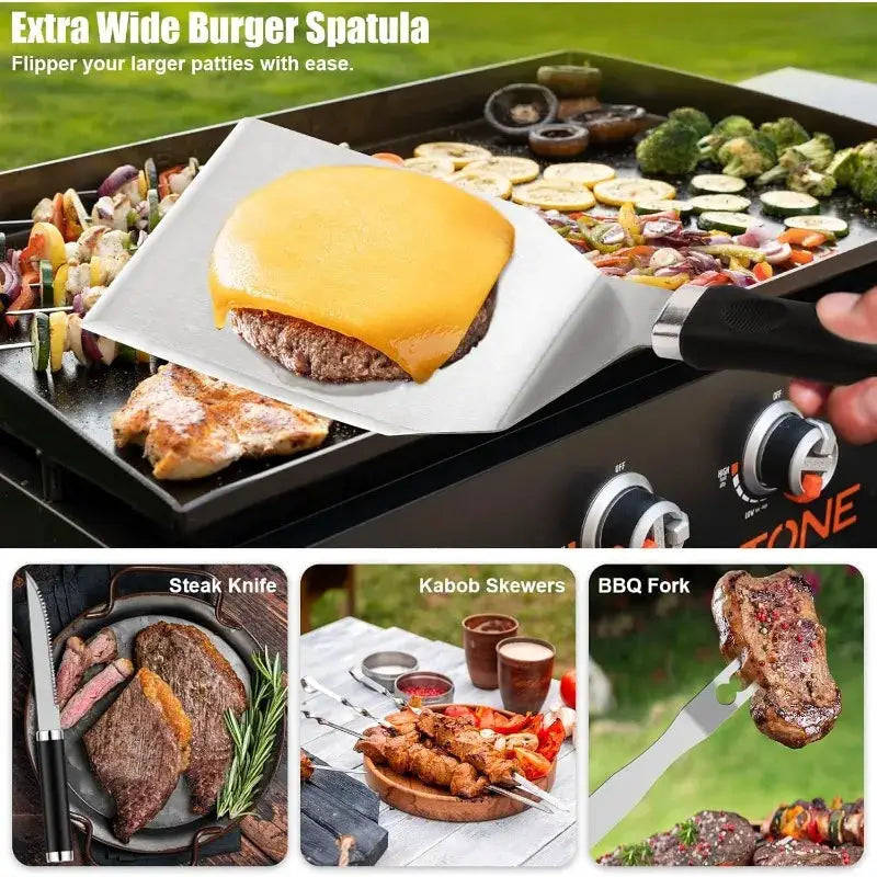 Griddle Accessories Kit | Enlarged Spatulas Included | Scraper | Teppanyaki Set
