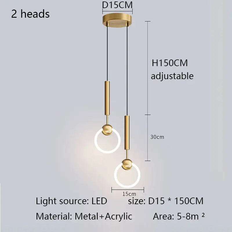 LED Pendant Light | Gold Ring Structure | Modern Minimalist Curve