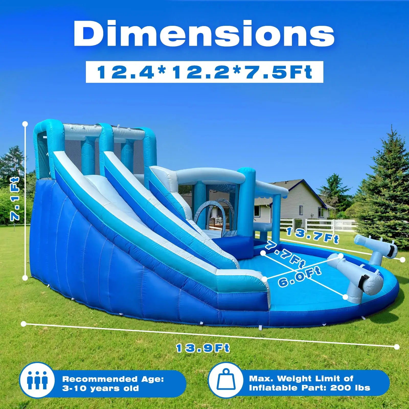 Water Slide for Adults &Kids Double Water Slides Inflatable Bounce House Water Slide Water Park, Kids Bouncy House from PriceLows™