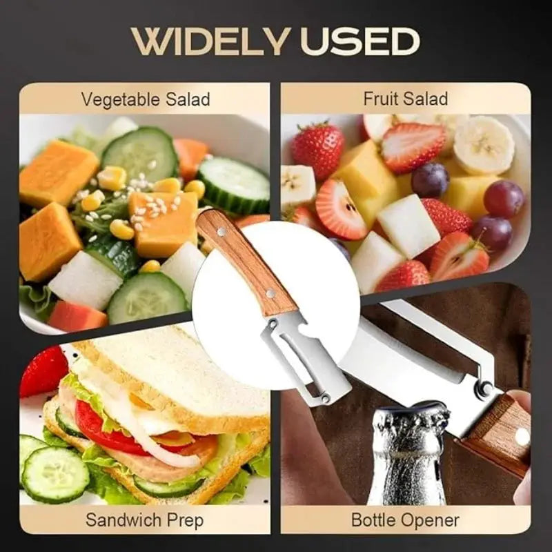 2 PCS Premium Vegetable Peeler Set Stainless Steel Blade with Wooden Handle Kitchen Tool for Fruit Apple Potato Pumpkin Papaya Zucchini Includes Bottle Opener from PriceLows™