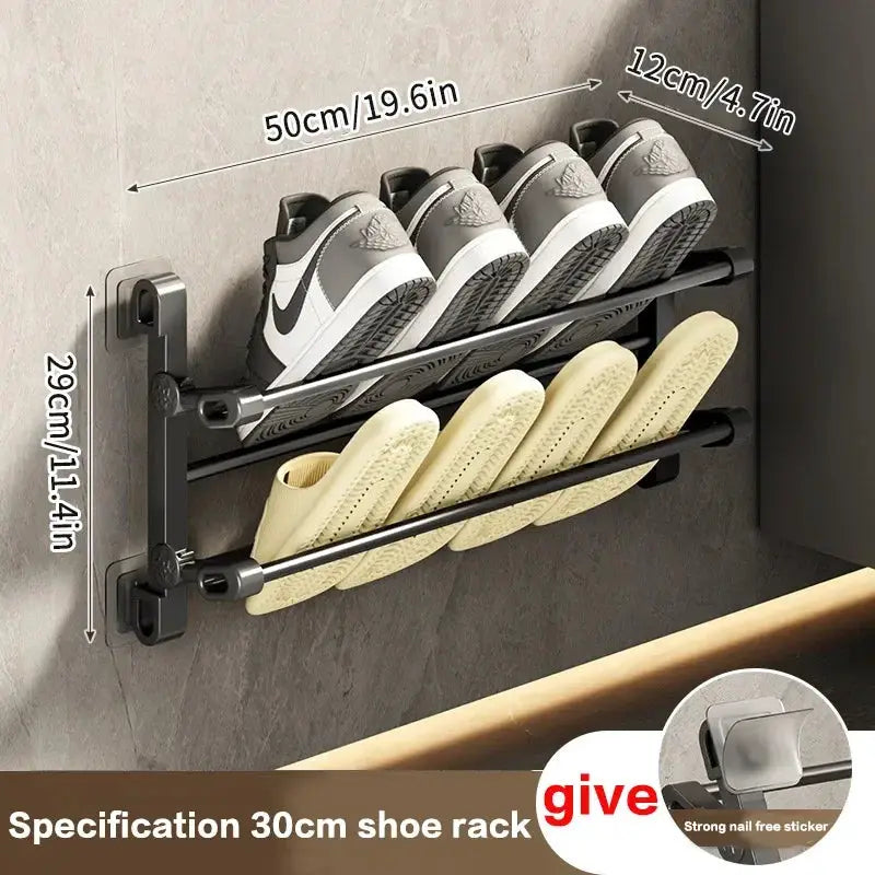Bathroom Seamless Slip Simple Shoe Rack Wall-mounted bathroom Multifunctional storage rack Folding storage rack from PriceLows™