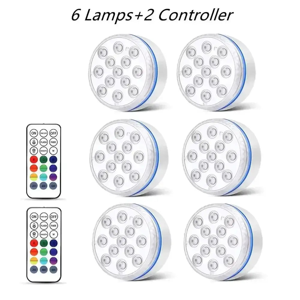 Updated IP68 Submersible Lights RGB Underwater Pool Lights with RF Remote Magnet Suction Cups Night Lamp for Pond Pool Aquarium from PriceLows™