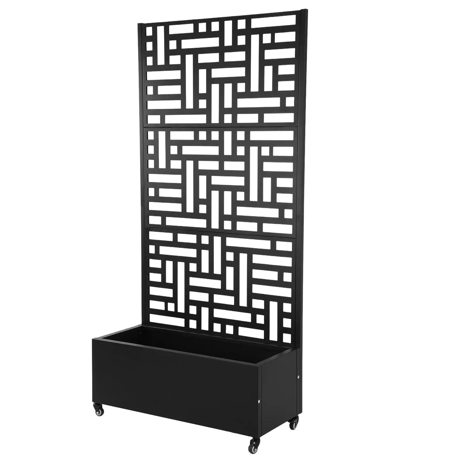 Outdoor Standing Flower Beds with Trellis and Wheels 70.87x35.43x15.75 Inch Metal Standing Planter Box for Climbing Plants Vine from PriceLows™