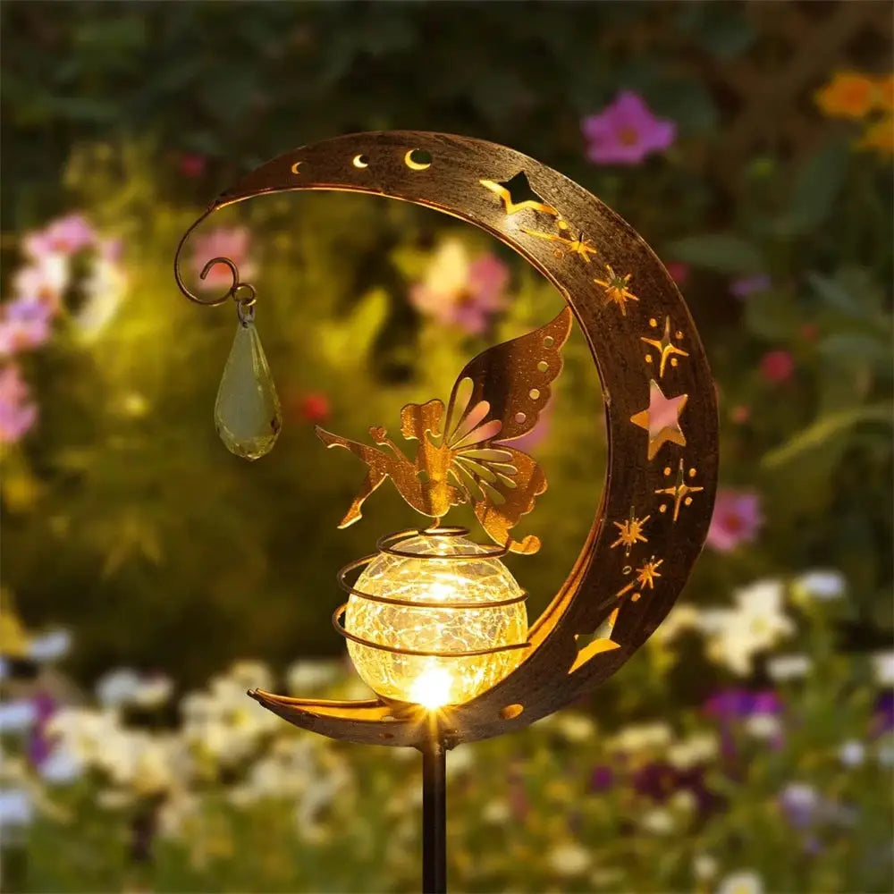 Solar Garden Statues Outdoor Decor Fairy Moon Figurine Light Stake Ornament for Patio, Lawn, Yard, Pathway gift for Mom Grandma from PriceLows™