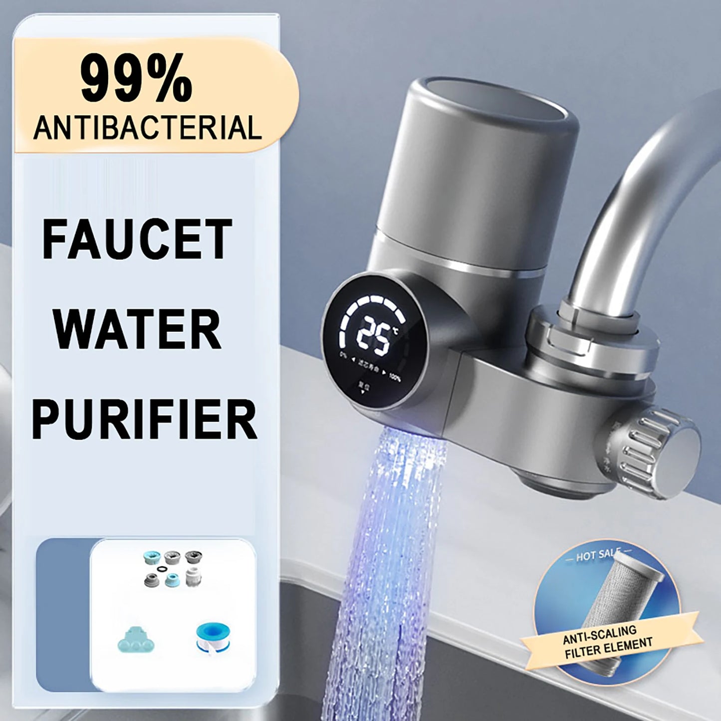 Faucet Extender Water Filter | UV Light | LED Display | Universal Fit