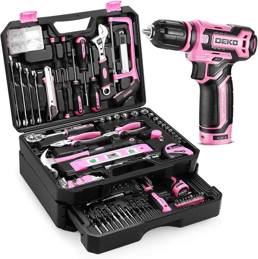 DEKO Home Mechanic Toolbox with 12V Power Cordless Drill Hand Repair Tools Sets Combo Kits Storage Organizer Drawer Case from PriceLows™