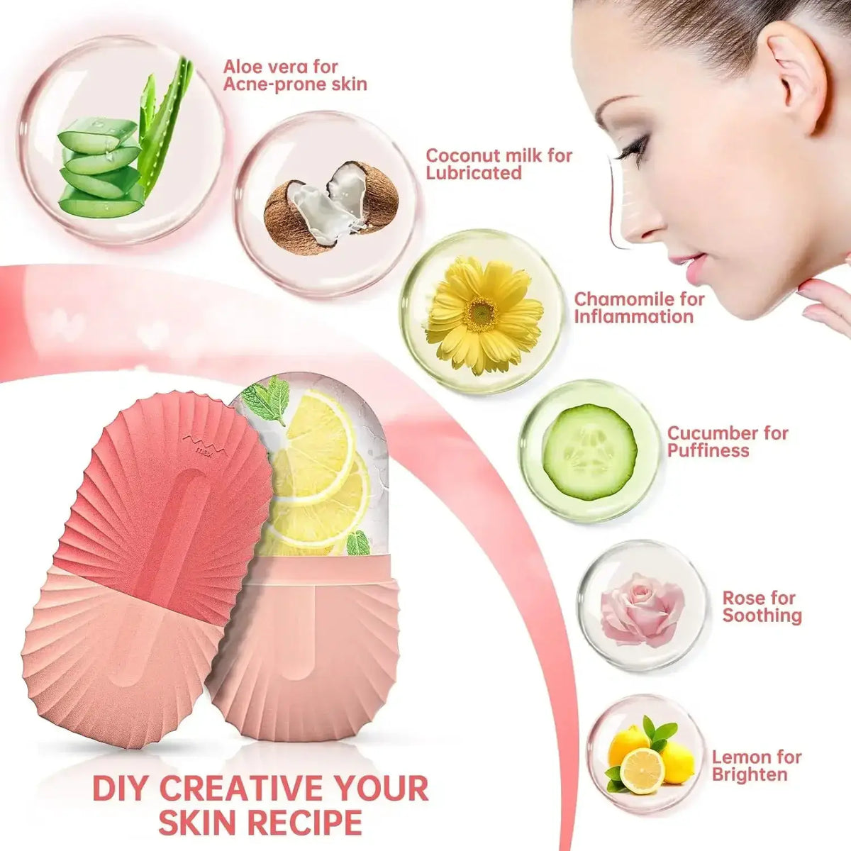 Ice Facial Roller | Flexible Rubber Core | Reusable Design