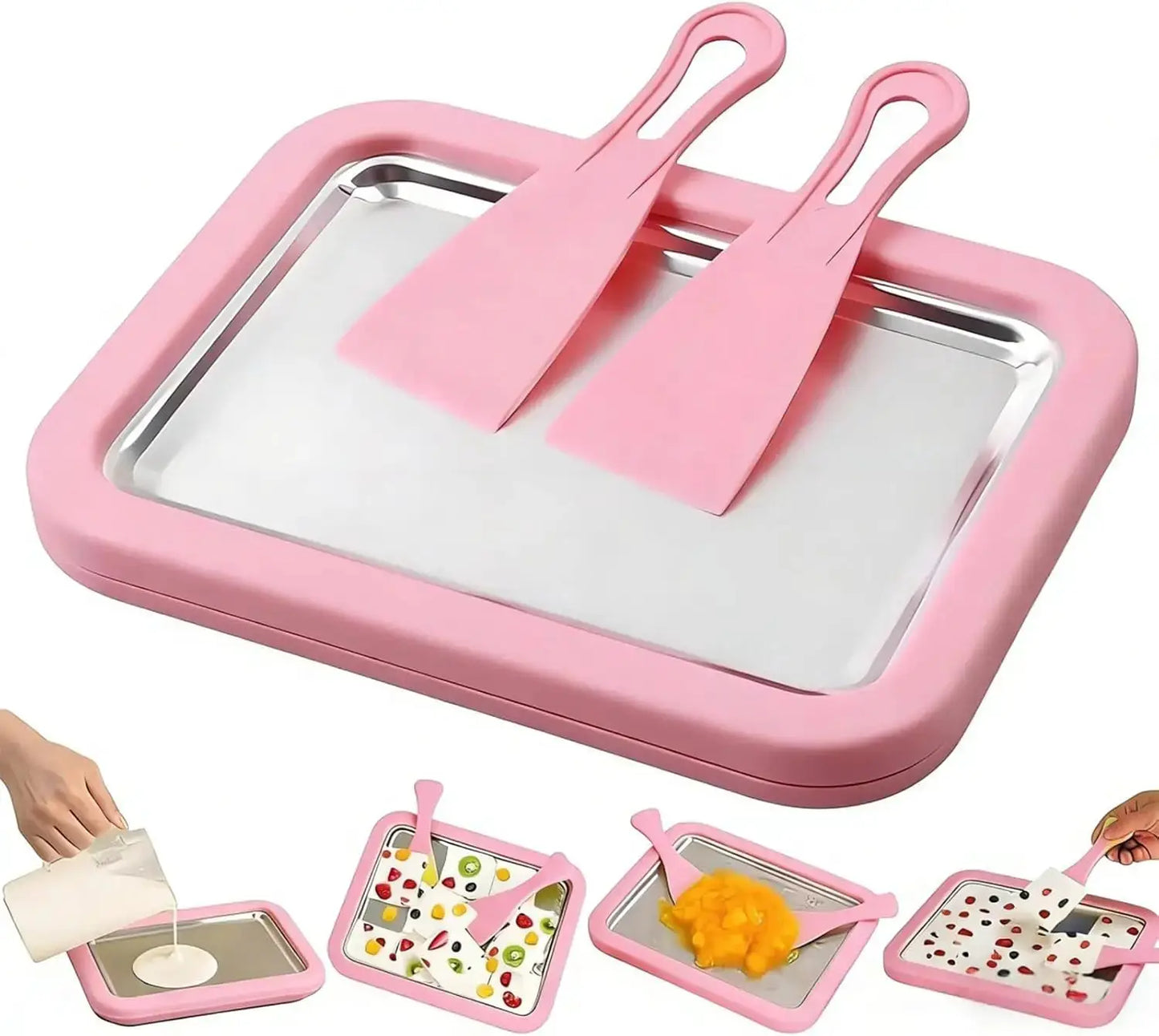 Instant Ice Cream Maker, Compact Frozen Dessert Machine with Food-Grade Anti-Griddle Plate for DIY Yogurt & Sorbet from PriceLows™