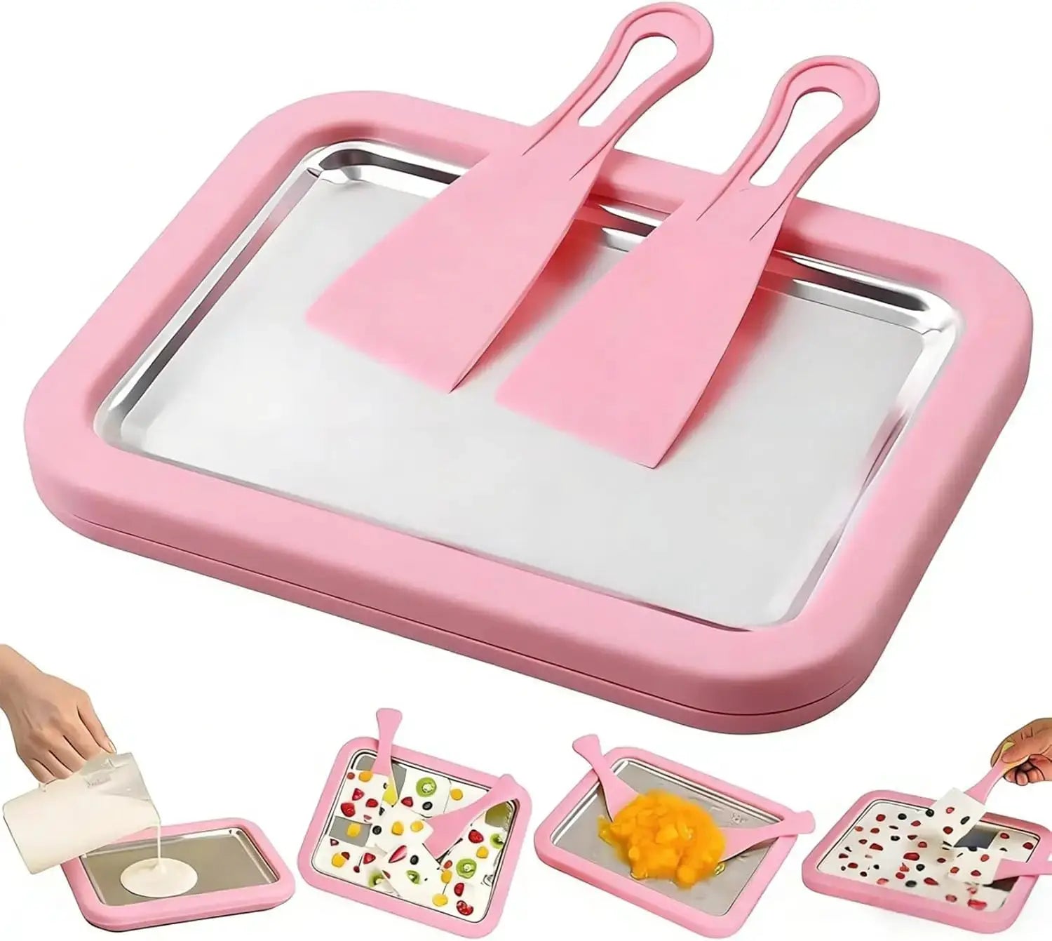Instant Ice Cream Maker, Compact Frozen Dessert Machine with Food-Grade Anti-Griddle Plate for DIY Yogurt & Sorbet from PriceLows™