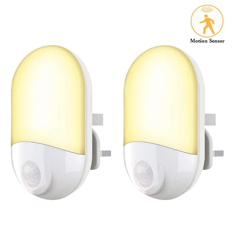 Smart Night Light | PIR Motion Sensor | US EU UK Plug Types | Bulbs Included