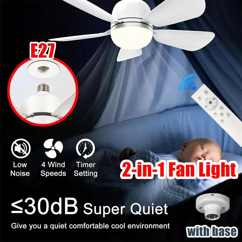 Ceiling Fan With Light 2-In-1 | 16 Inch | Remote Control | E27 Socket Dimmable