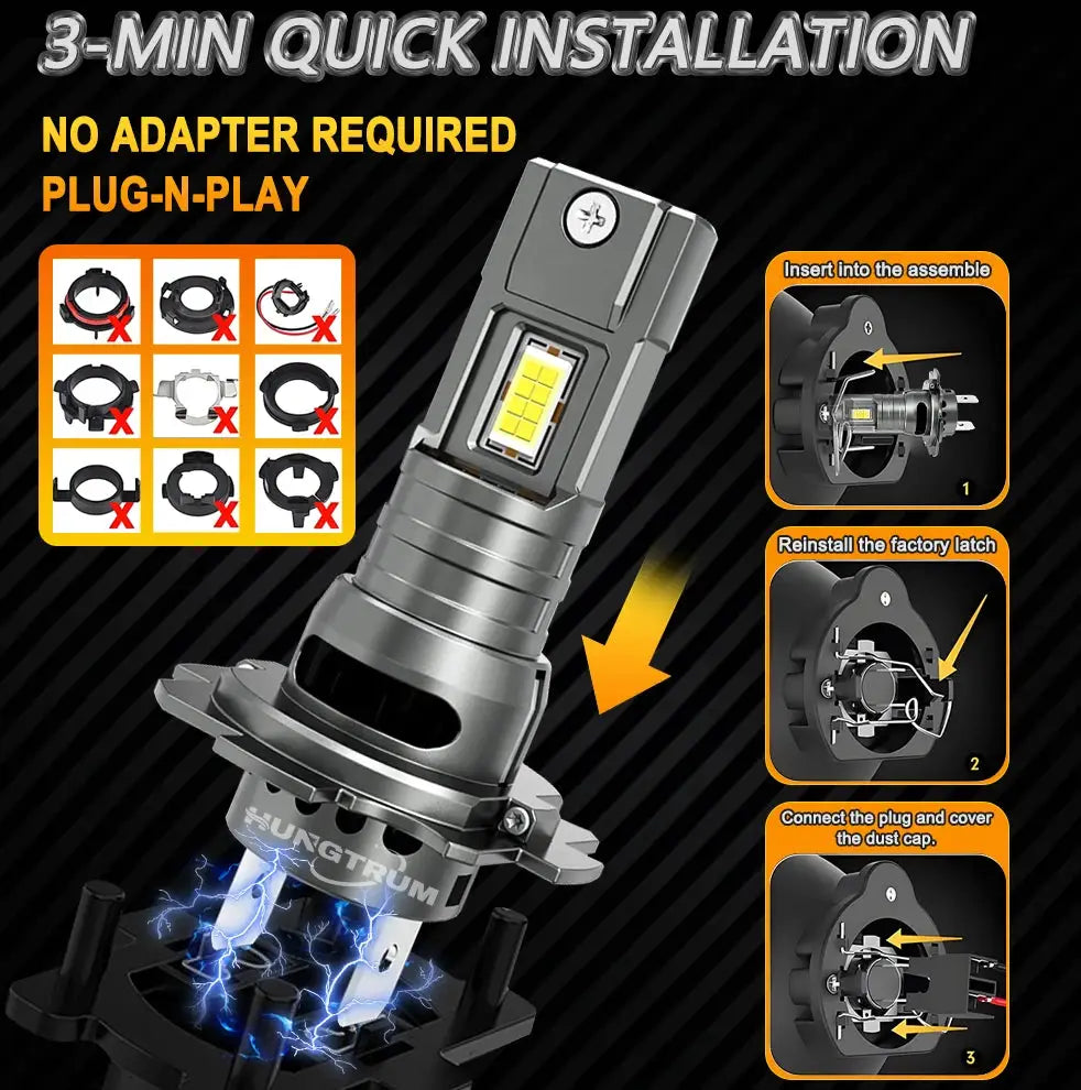 LED Headlight Bulbs | 7035 CSP Chip | 6000K Color Temp | H7 H4 H1