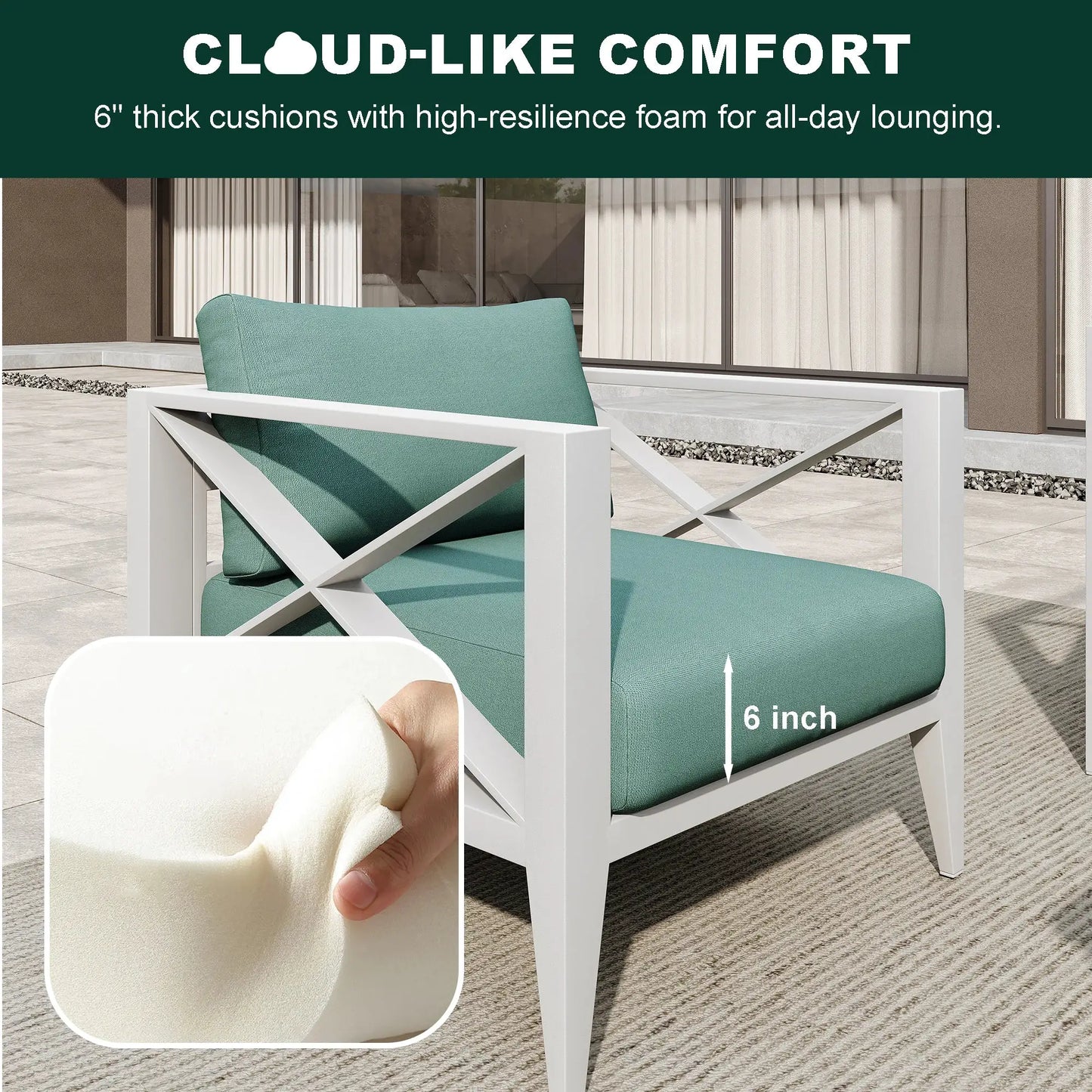 Aluminum Outdoor Furniture Set, Modern Patio Conversation Set Sectional with Coffee Table for Garden, Porch, Balcony, Yard from PriceLows™