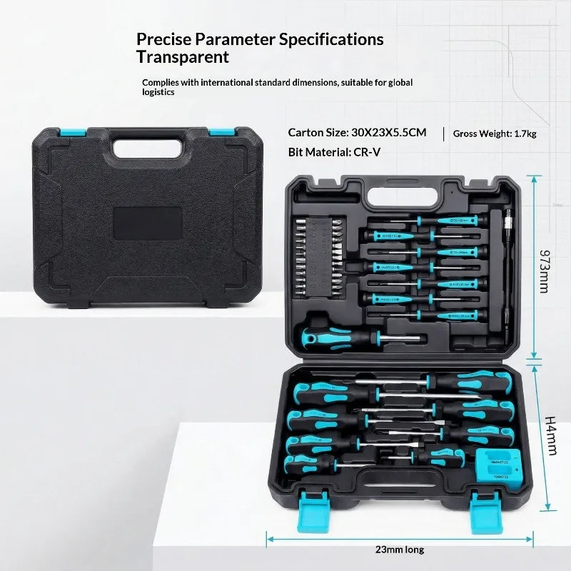 1 set of magnetic screwdrivers with a storage box 43pcs multi-functional screwdriver set a manual repair tool for home use from PriceLows™