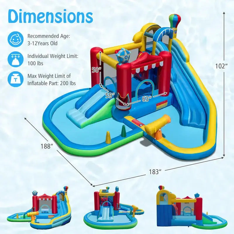 Inflatable Water Park Water Slide Wet Dry Combo Bounce House from PriceLows™