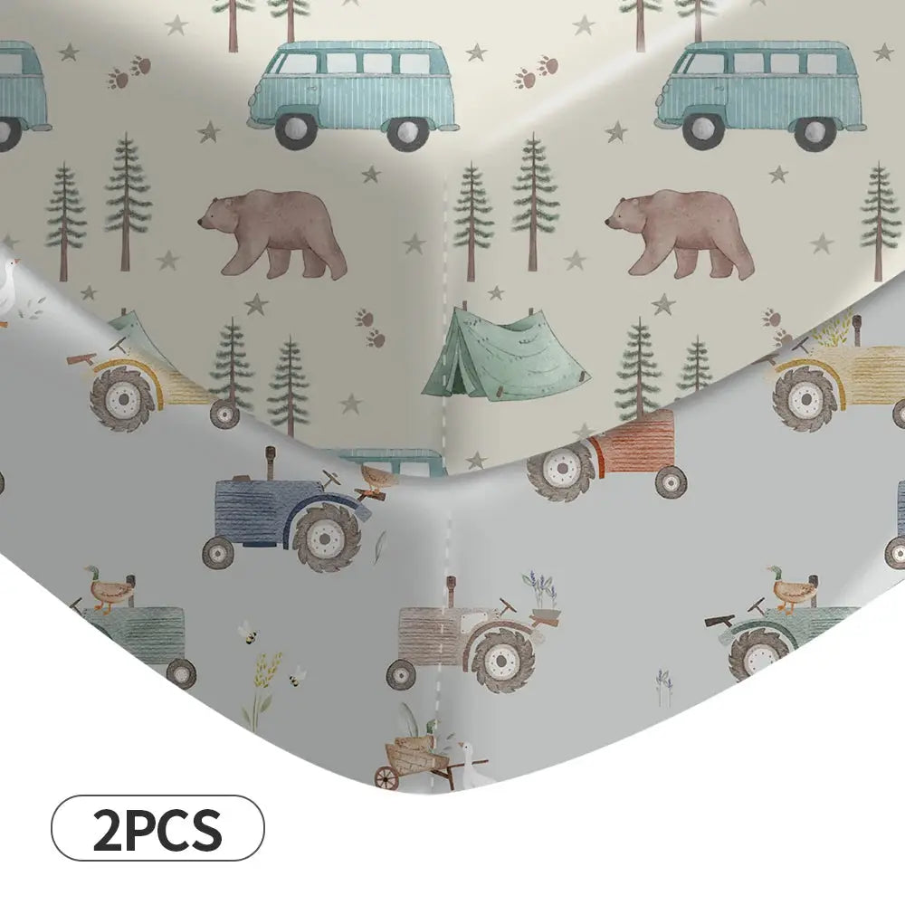Elinfant 2PCS Cozy Fitted Crib Sheet,Mattress Cover,Newborn Changing Pad Cover,Baby Fitted Bassinet Bed Sheet from PriceLows™