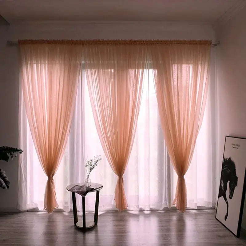 100x200cm 1PC Solid Color Sheer Curtain For Living Room Window String Curtains Bedroom Drape Panel Tulle Treatments from PriceLows™