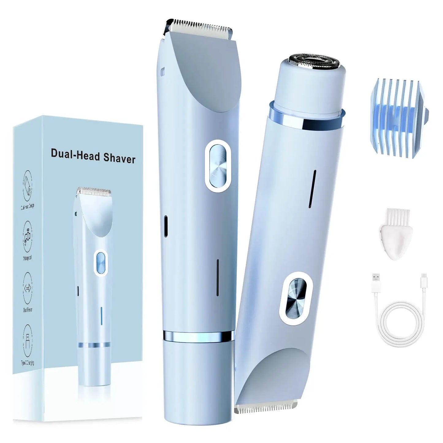 Dual Head Rechargeable Hair Clipper | Wet Dry Waterproof | Floating R Shaped Blades