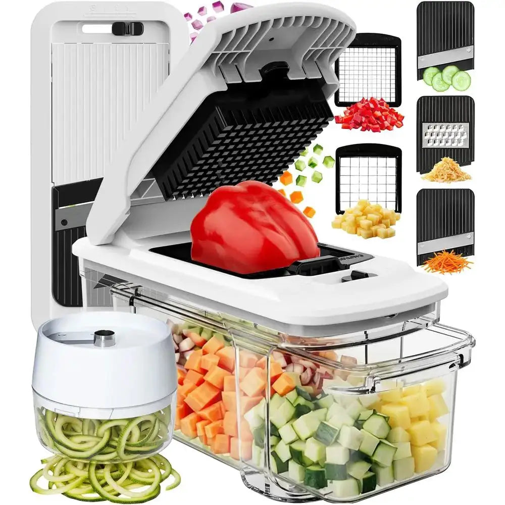 Vegetable Chopper Mandoline Slicer | Stainless Steel | Dicer Spiralizer | 10 In