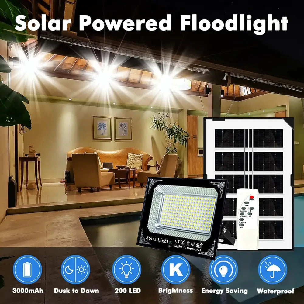 300W Outdoor Solar Flood Light Patio Light Garage Light Remote Control Indicator Light IP67 For Outdoor Patio Garden Billboards from PriceLows™