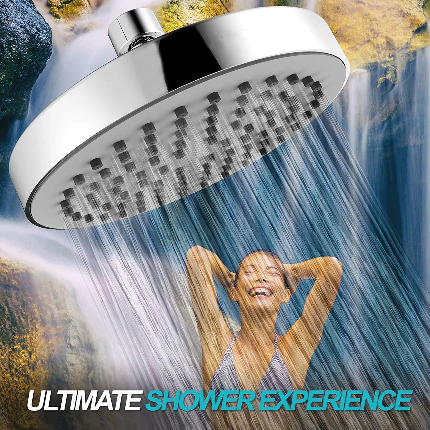 Shower Set | 6 Inch Round Shower Head | Electroplated Finish | Rod Included