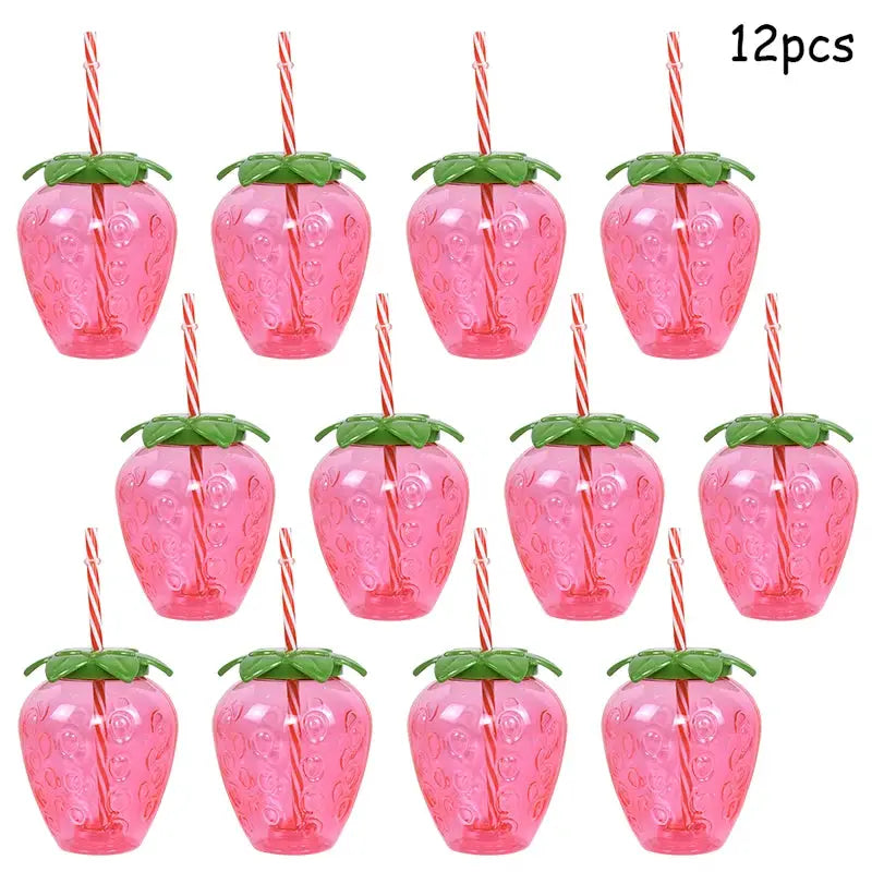 Hawaiian Party Tropical Drink Cup With Straw Pineapple Flamingo Summer Wedding