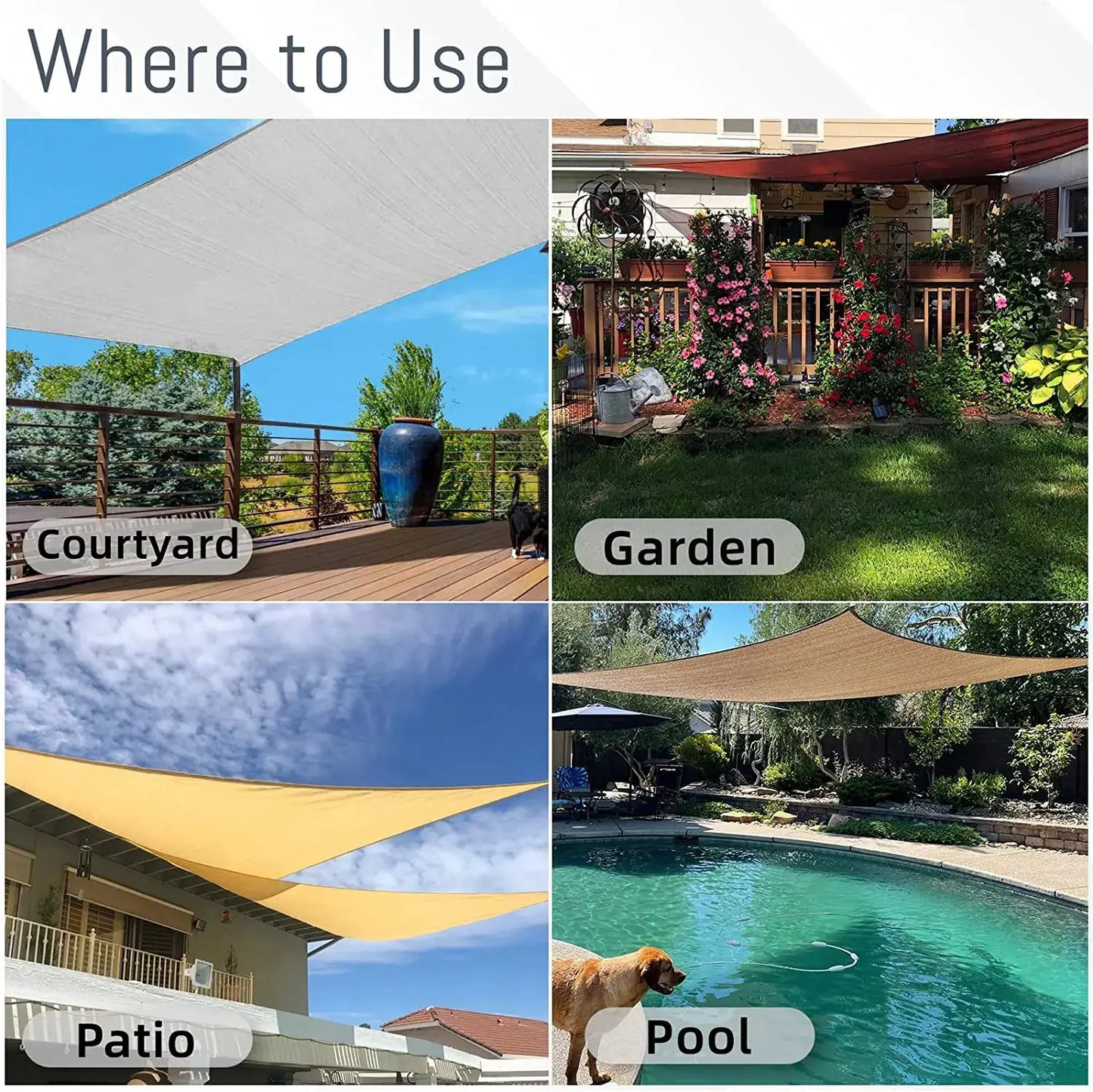 Rectangle Sun Shade Sail | Waterproof Oxford Canopy | UV Blocking Outdoor Shelter