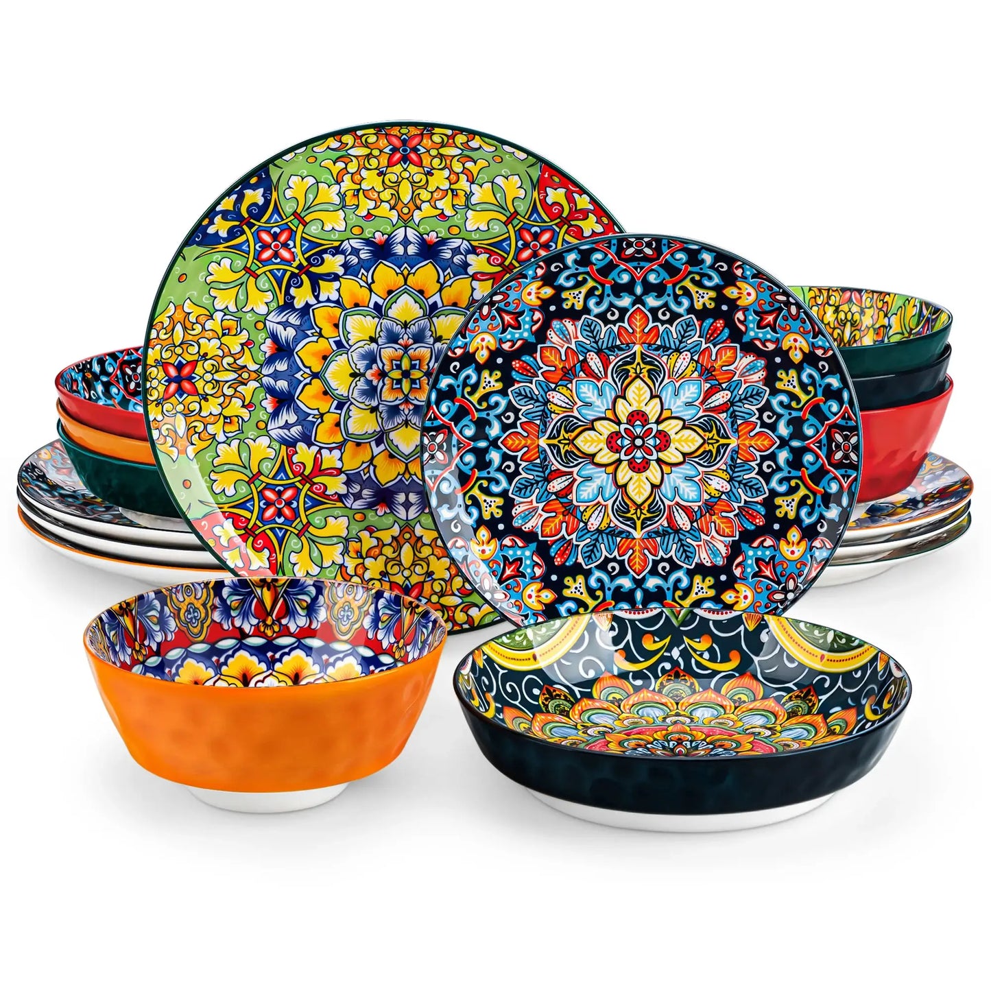vancasso 12/16/18/24 Piece Ceramic Dinnerware Set Stoneware Bohemian Style with Dinner/Dessert Plate/Cereal/Pasta Bowl For 6 from PriceLows™