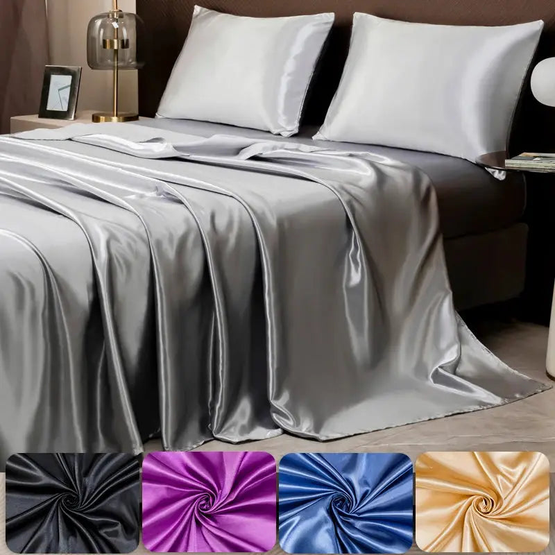Satin Sheet Set | Solid Color | Soft Silky Finish | Twin Full Queen King