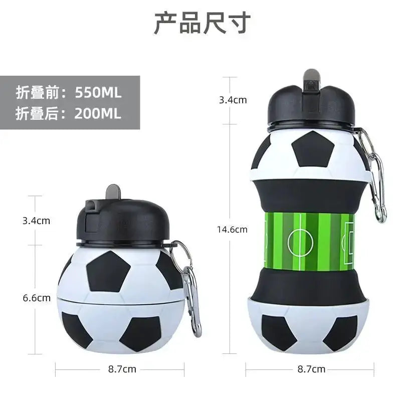 550ml Portable Collapsible Silicone Water Bottle Football Basketball Ball Shape Sports Drink Bottle for Children Student from PriceLows™