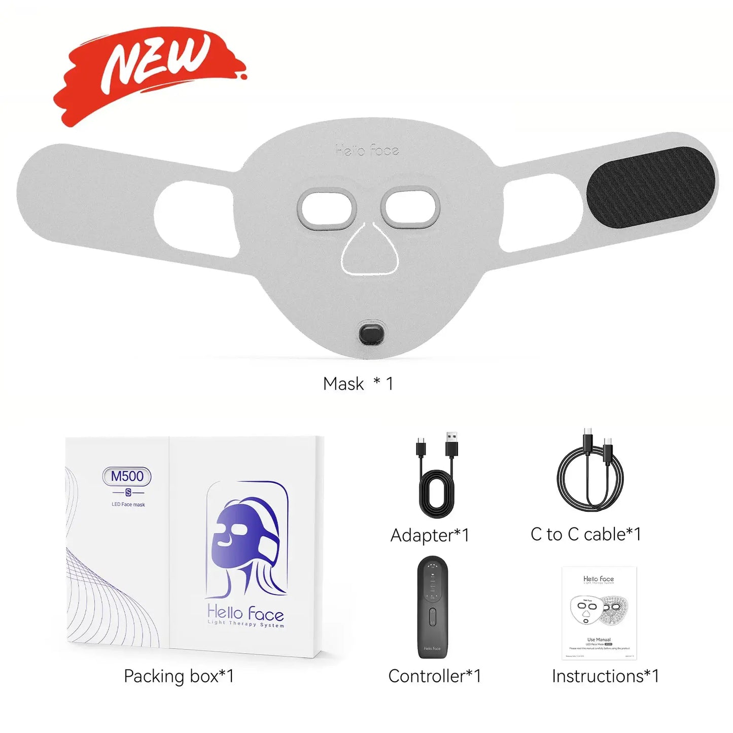 Hello Face 510K Wireless Near-Infrared and Red Light Therapy Facial Mask For Powerful Anti-ageing Professional Ultra-light Mask from PriceLows™