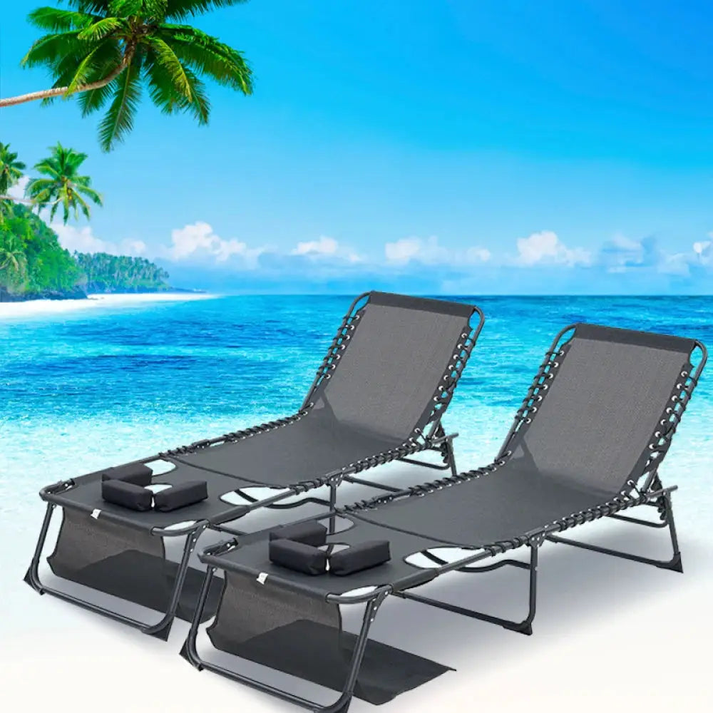 Face Down Chaise Lounge Chair 5-Position Adjustable Foldable Tanning Chair with Face & Arm Holes for Pool Beach Patio Lawn 2Pcs from PriceLows™